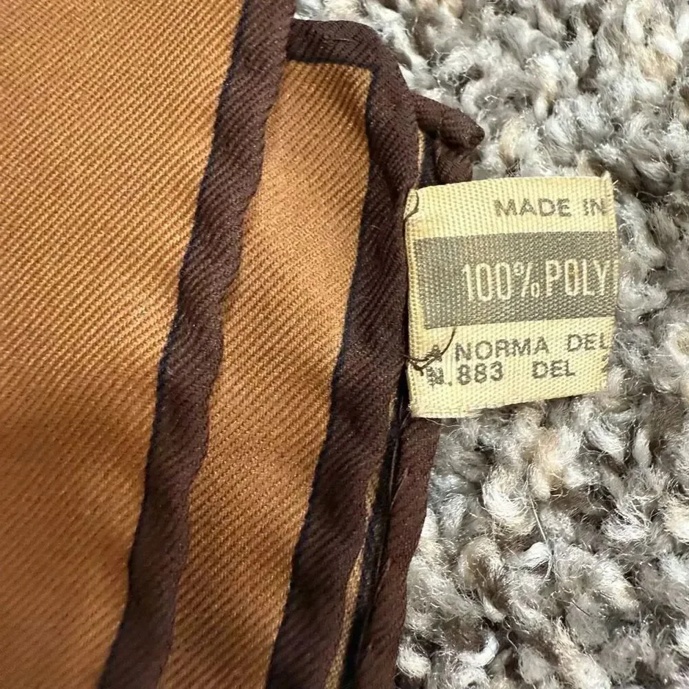 Vintage VTG Fiorini 1970s Brown Orange Tan Geometric Square Scarf